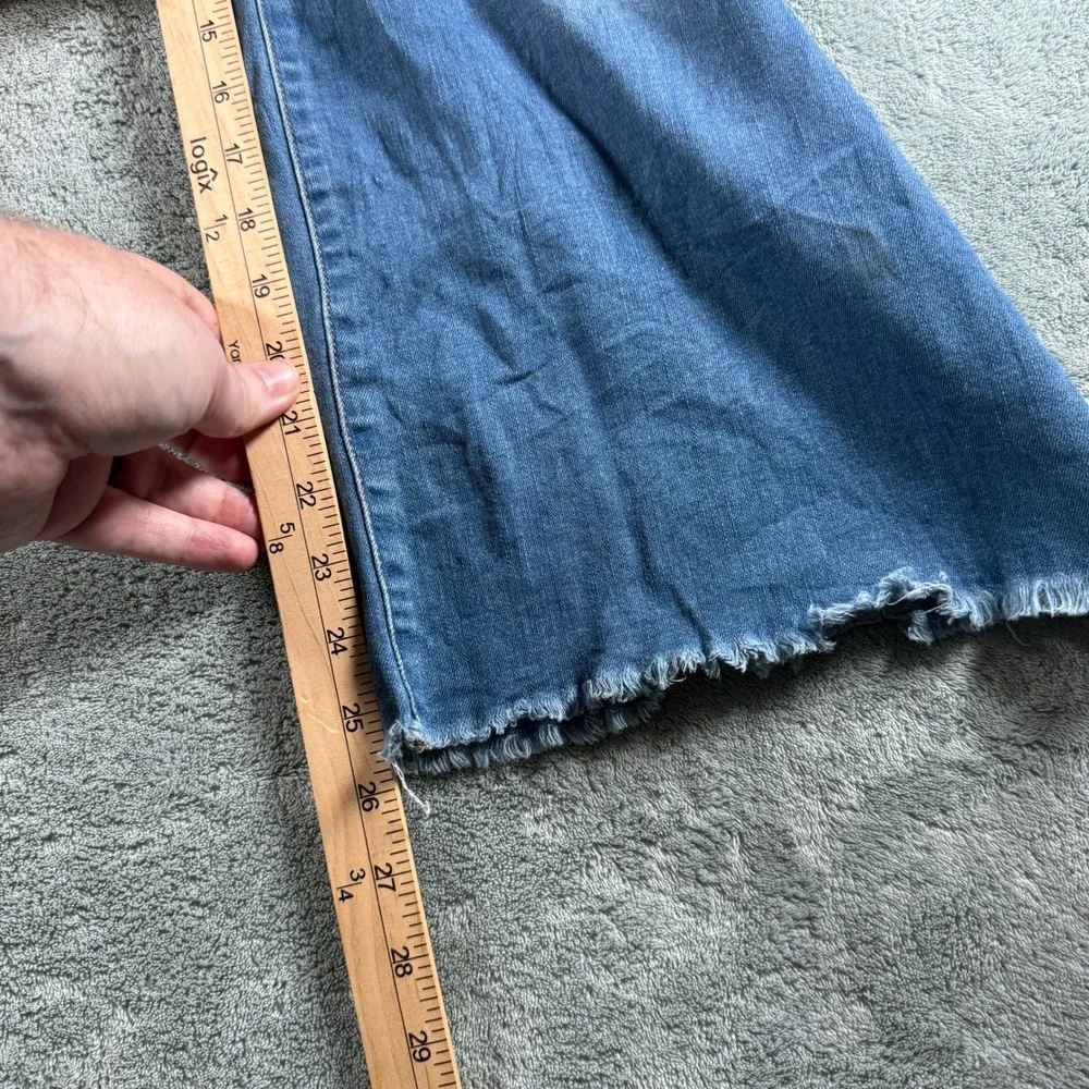 Black Label Cest Toi Wide Leg‎ Jeans Medium Wash Button Fly Raw Hem Size 11/29